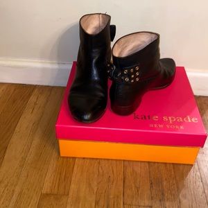 Kate Spade Black leather Boots with leather bows on back. Used size 8.5